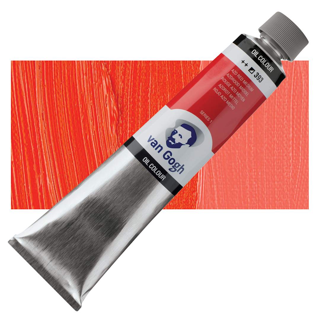 Open in modal - Van Gogh Oil Paint - Azo Red Medium, 200 ml tube and swatch