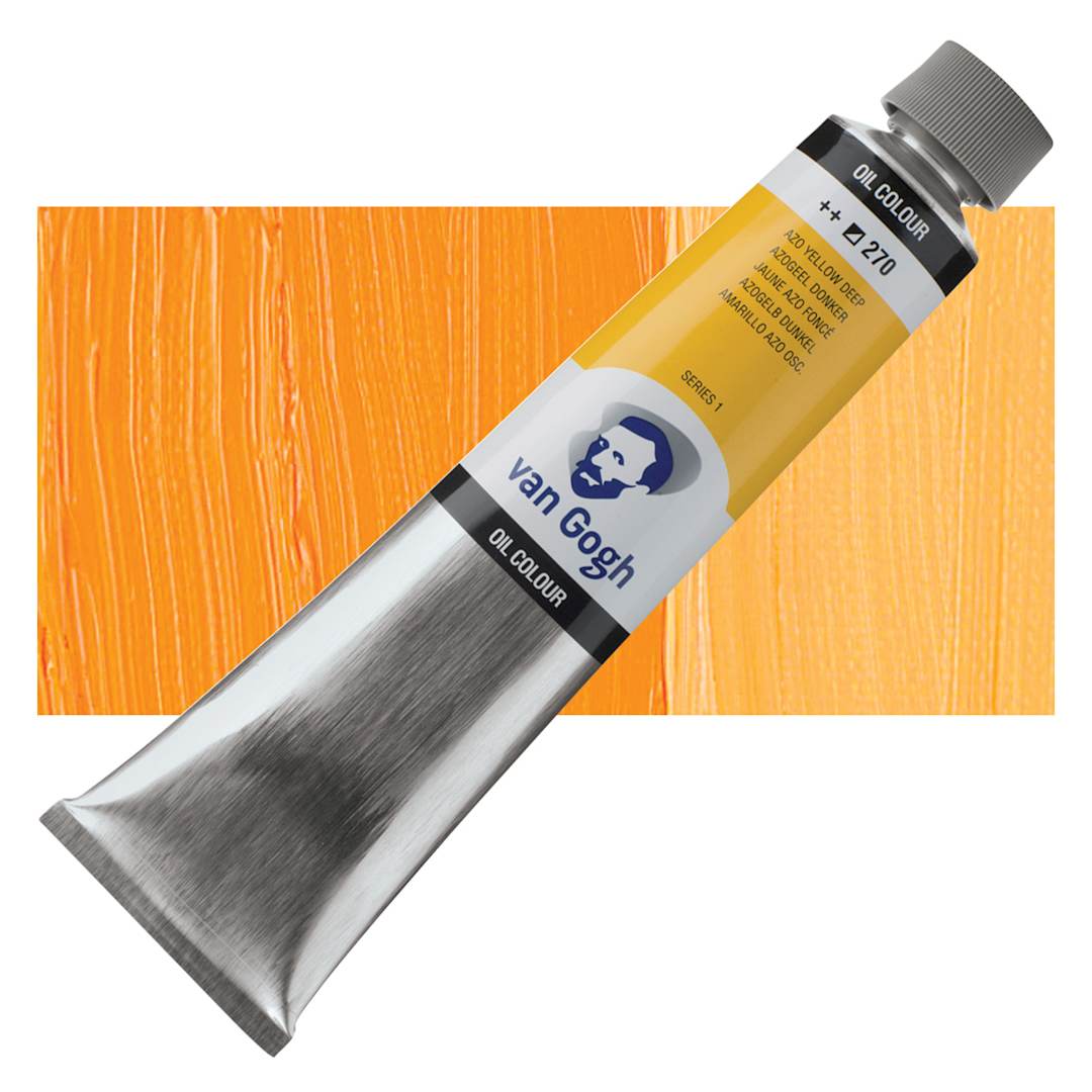 Open in modal - Van Gogh Oil Paint - Azo Yellow Deep, 200 ml tube and swatch