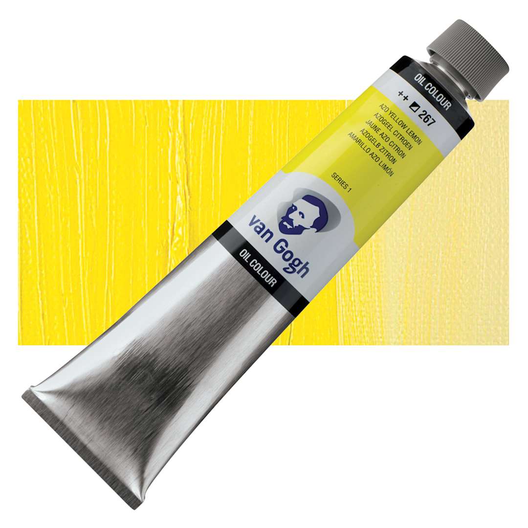 Open in modal - Van Gogh Oil Paint - Azo Yellow Lemon, 200 ml tube and swatch