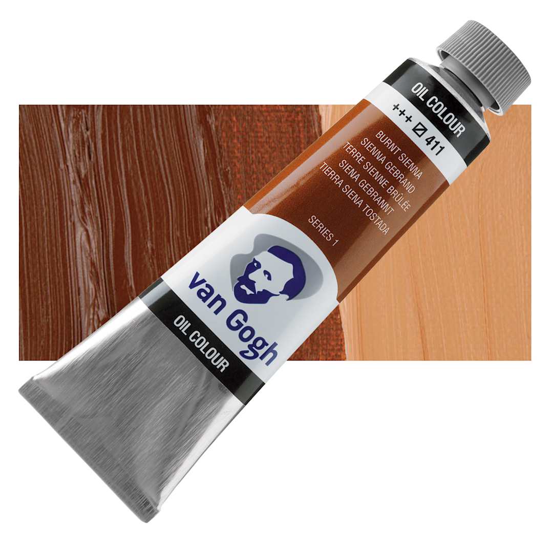 Open in modal - Van Gogh Oil Paint - Burnt Sienna, 40 ml tube and swatch