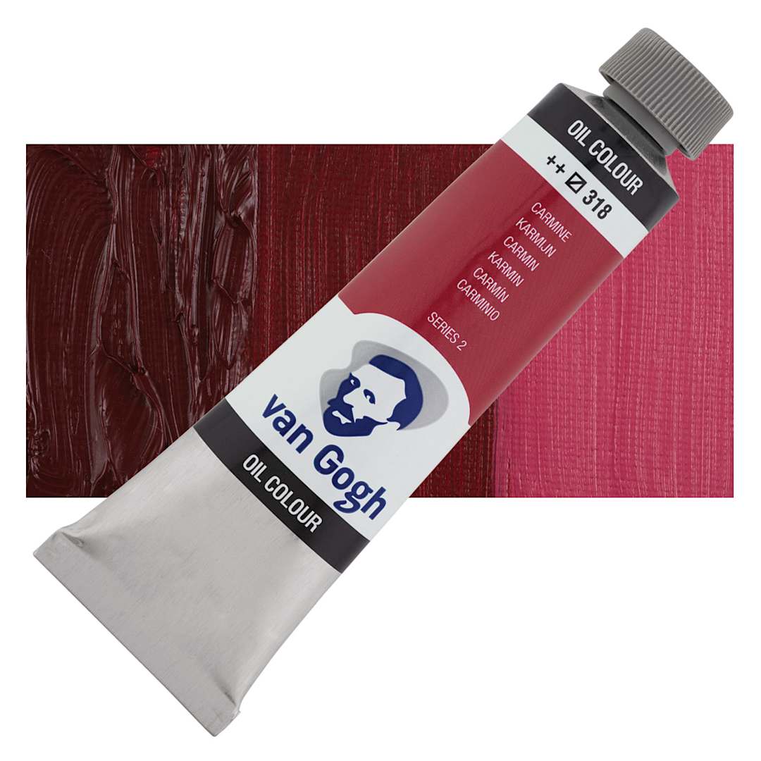 Open in modal - Van Gogh Oil Paint - Carmine, 40 ml tube and swatch
