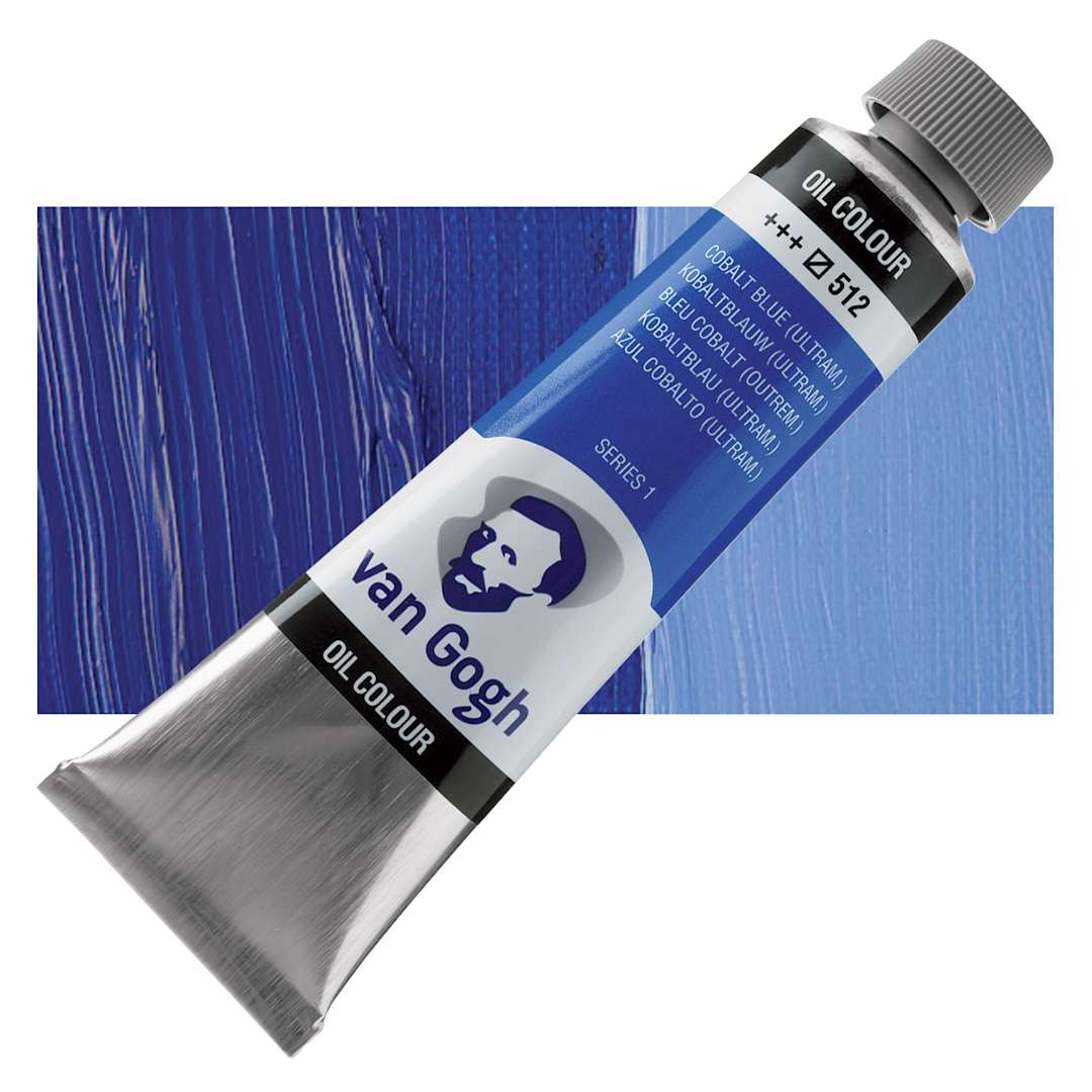 Open in modal - Van Gogh Oil Paint - Cobalt Blue Ultramarine, 40  tube and swatch