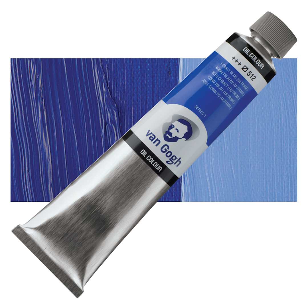 Open in modal - Van Gogh Oil Paint  - Cobalt Blue Ultramarine, 200 ml tube and swatch