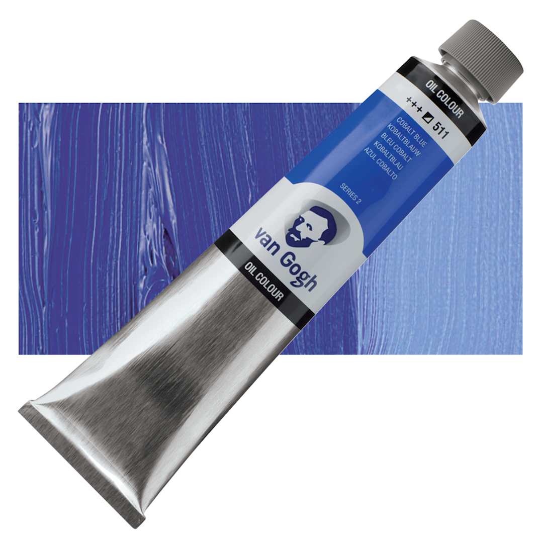 Open in modal - Van Gogh Oil Paint  - Cobalt Blue, 200 ml tube and swatch