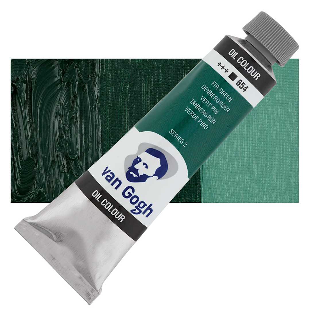 Open in modal - Van Gogh Oil Paint - Fir Green, 40 ml Tube and swatch