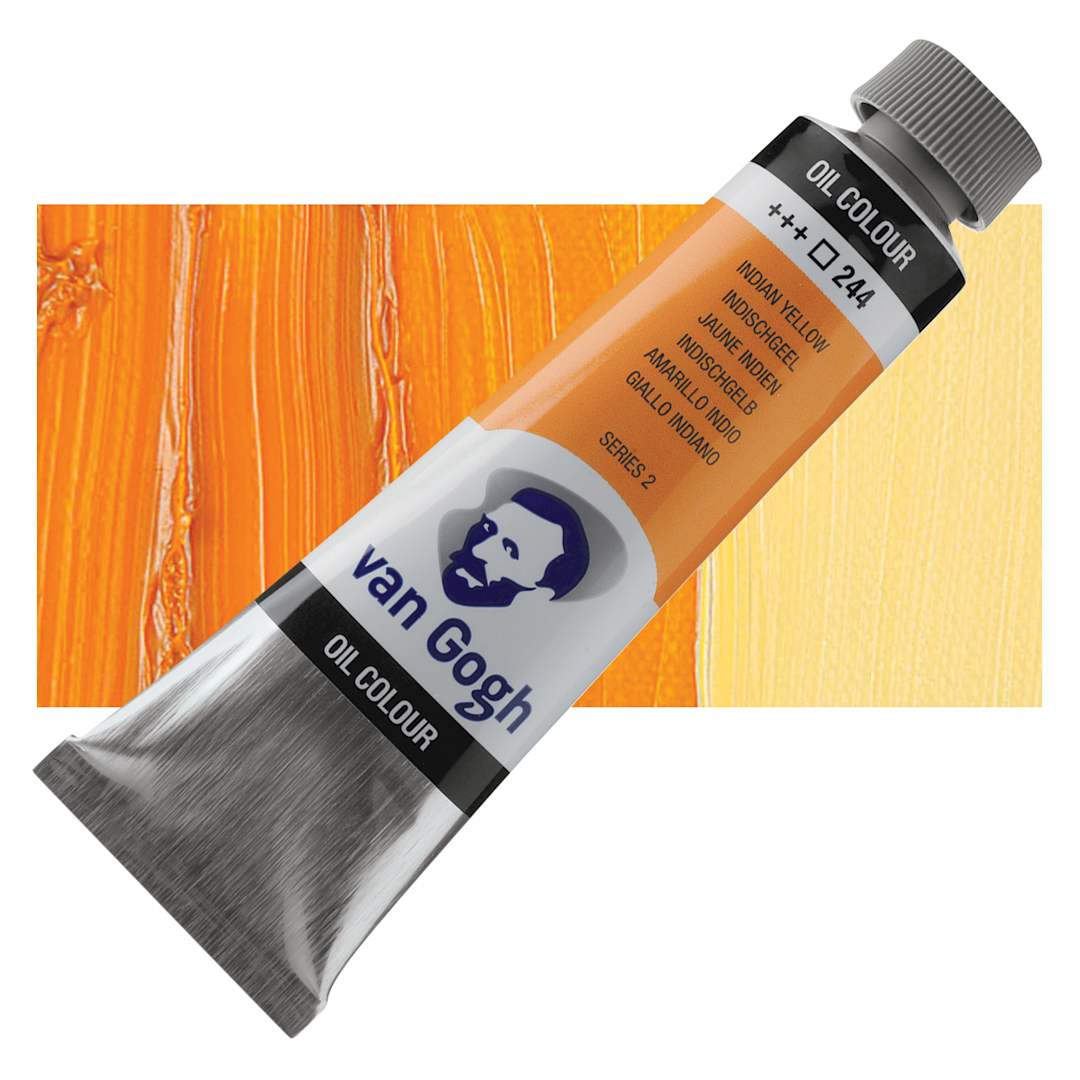 Open in modal - Van Gogh Oil Paint - Indian Yellow, 40 ml tube and swatch