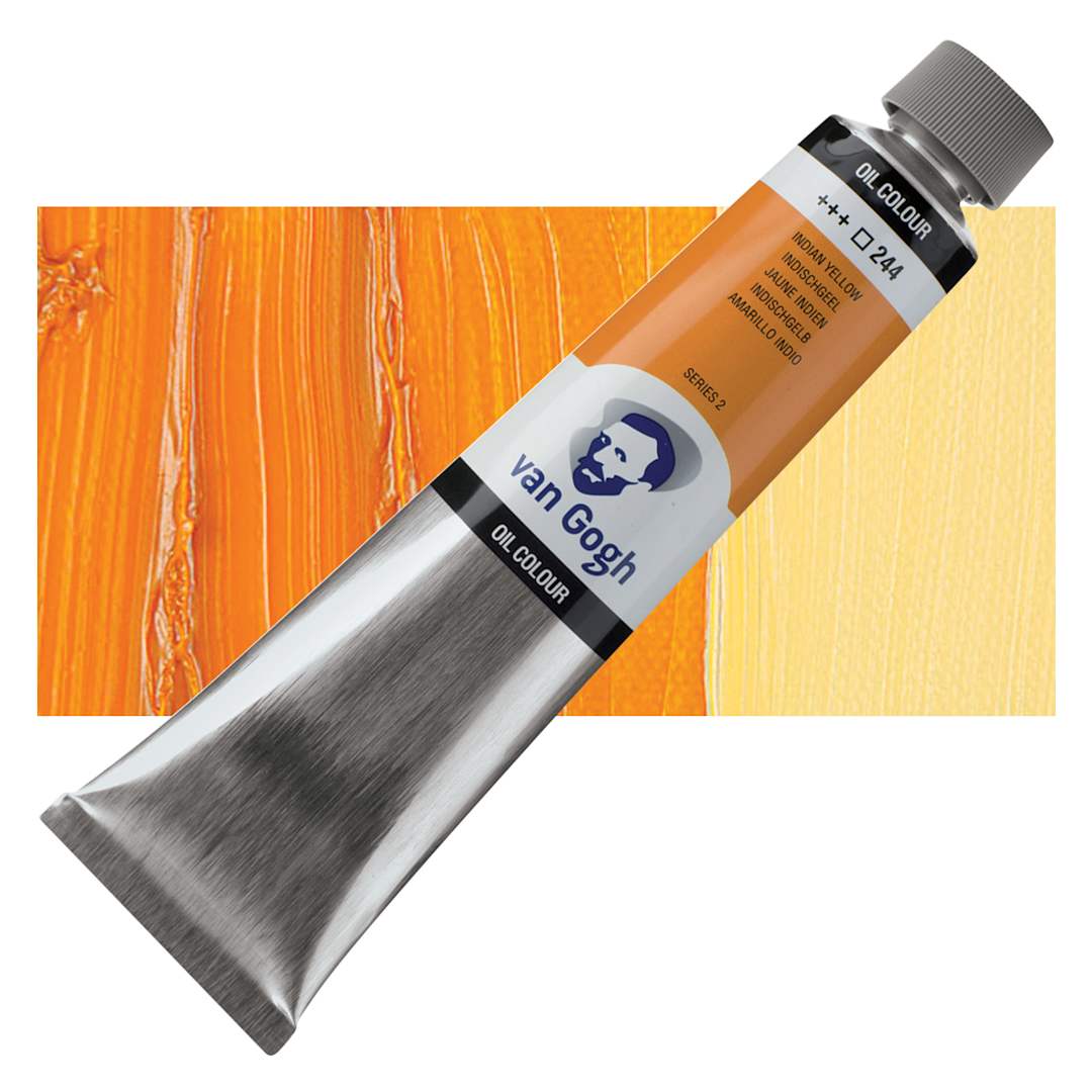Open in modal - Van Gogh Oil Paint - Indian Yellow, 200 ml tube and swatch