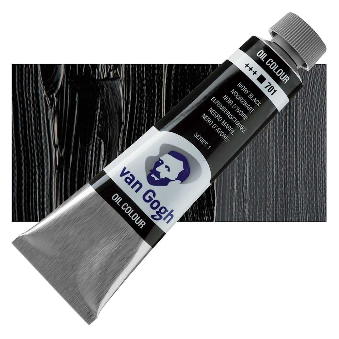Open in modal - Van Gogh Oil Paint - Ivory Black, 40 ml tube and swatch