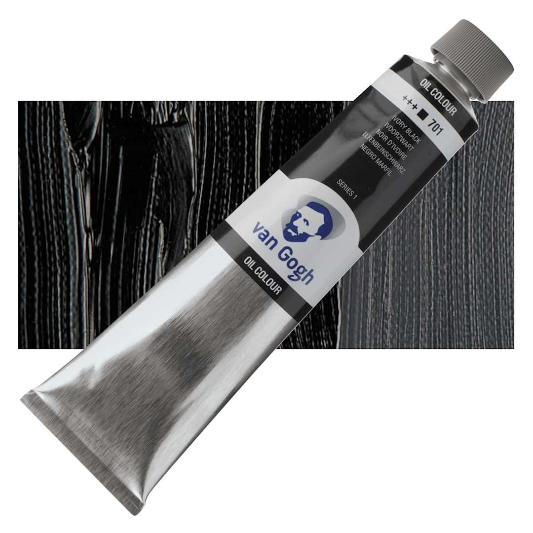 Open in modal - Van Gogh Oil Paint - Ivory Black, 200 ml tube and swatch