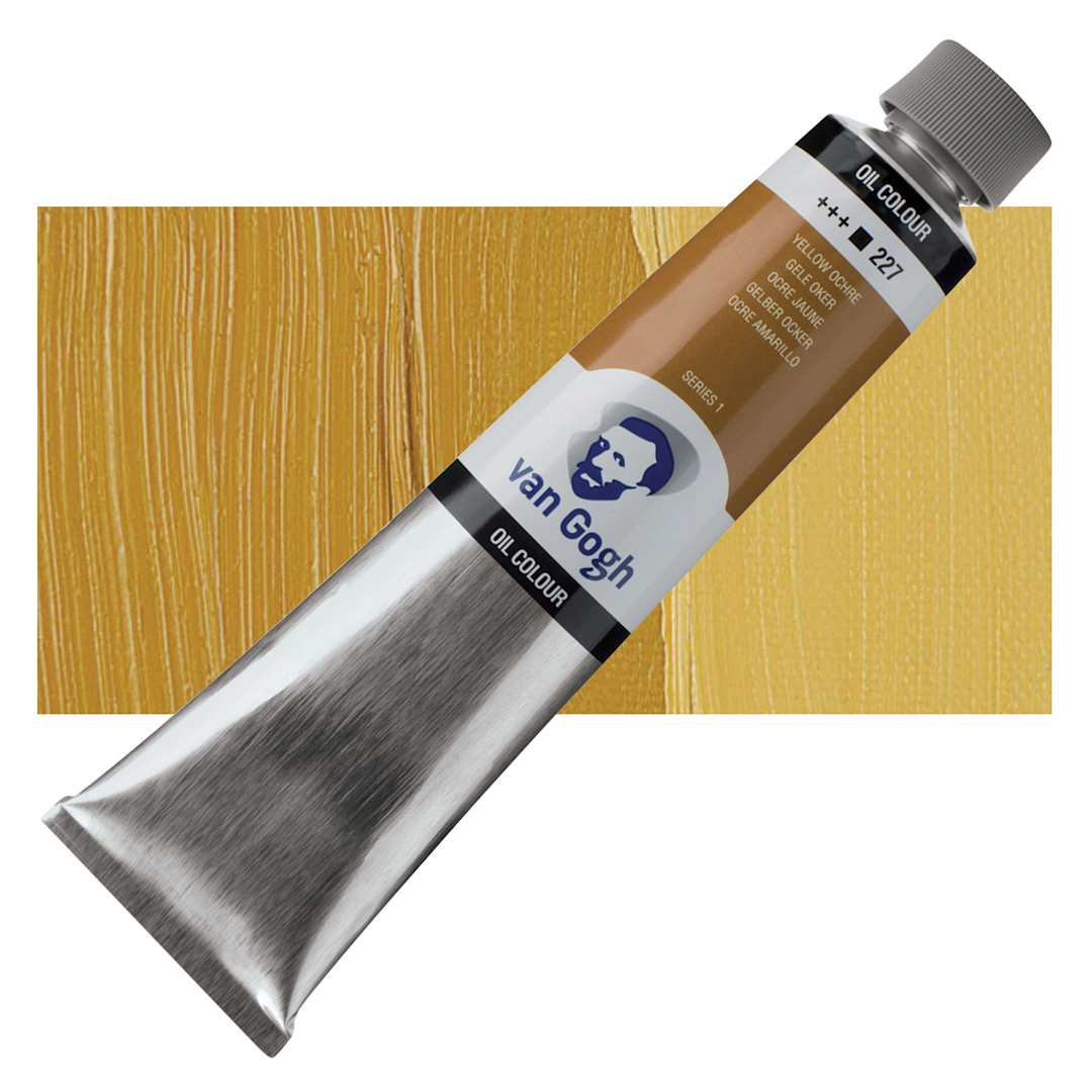 Open in modal - Van Gogh Oil Paint - Yellow Ochre, 200 ml tube and swatch