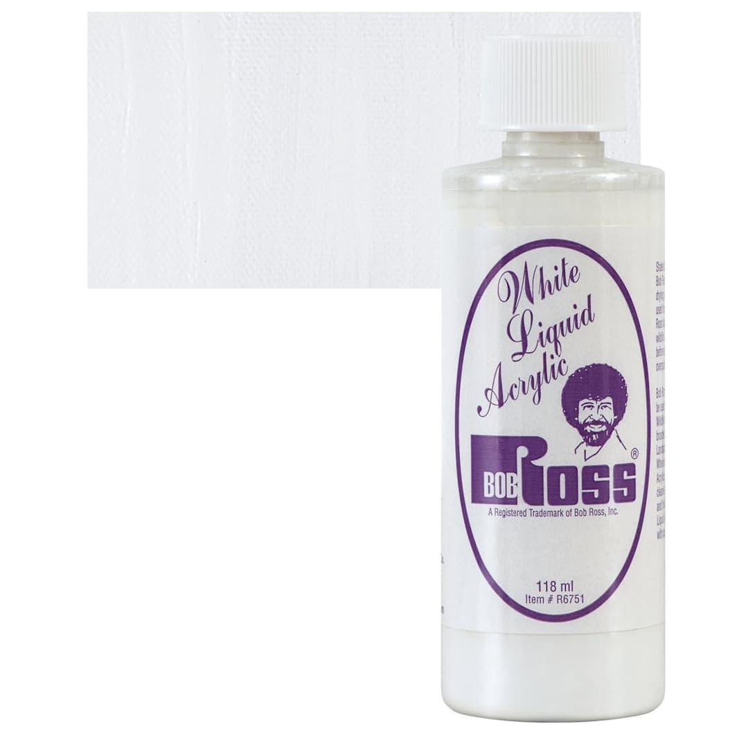 Open in modal - Bob Ross Liquid Acrylic - White, 4 oz bottle and swatch