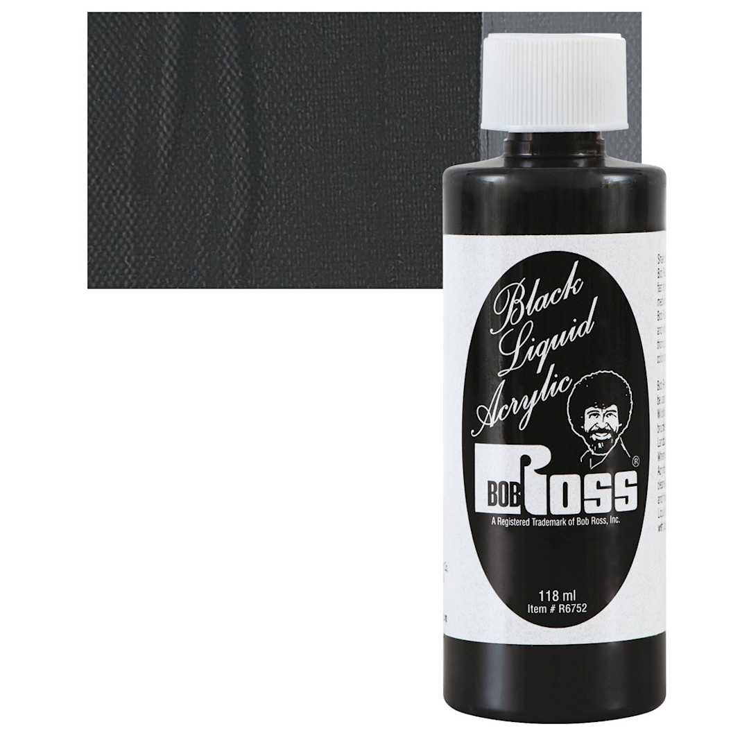 Open in modal - Bob Ross Liquid Acrylic - Black, 4 oz tube and swatch