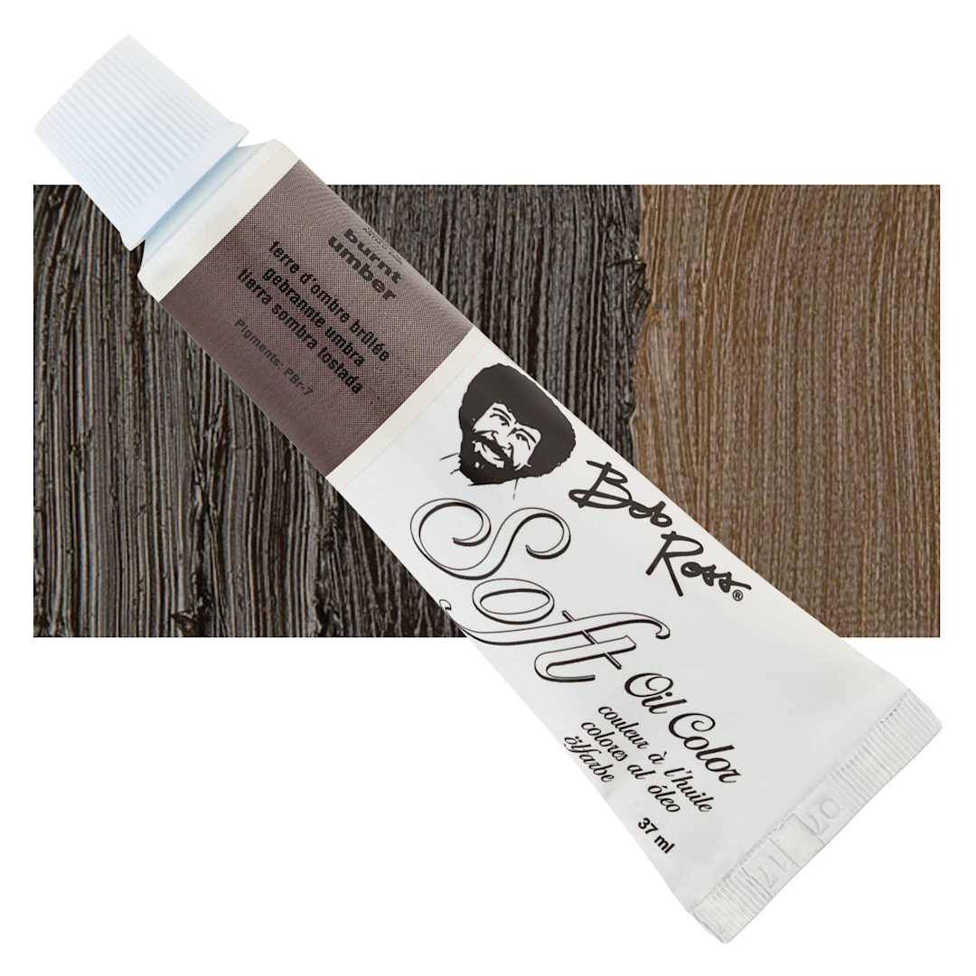 Open in modal - Bob Ross Soft Oil Color - Burnt Umber, 1.25 oz tube and swatch
