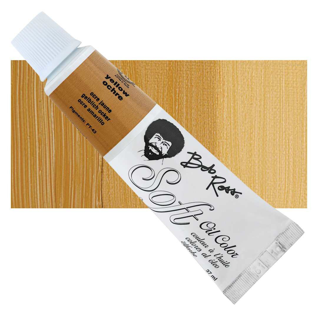 Open in modal - Bob Ross Soft Oil Color - Yellow Ochre, 1.25 oz tube and swatch