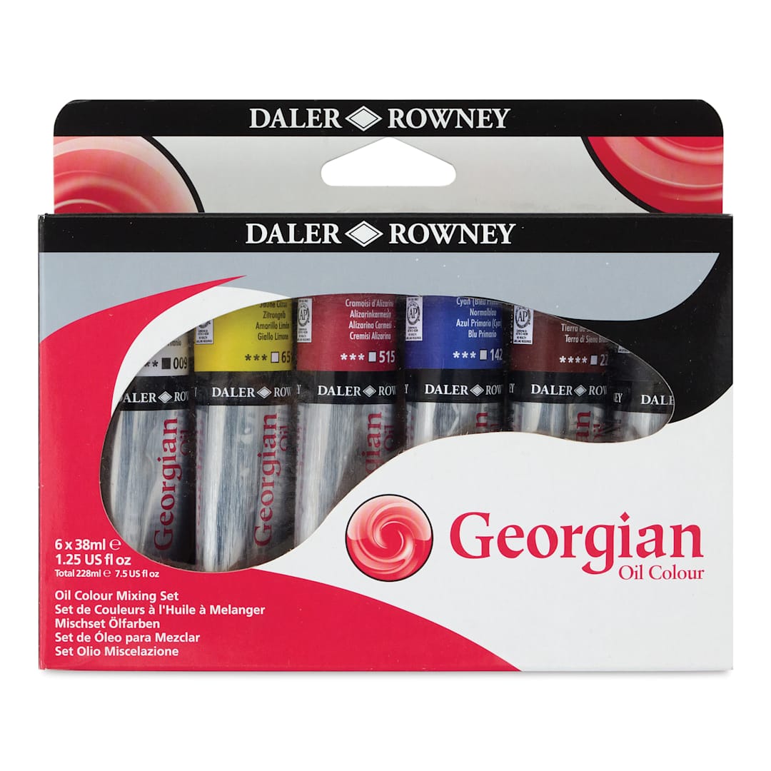 Open in modal - Daler-Rowney Georgian Oil Paint - Mixing Set of 6, 38 ml, Tubes front of package