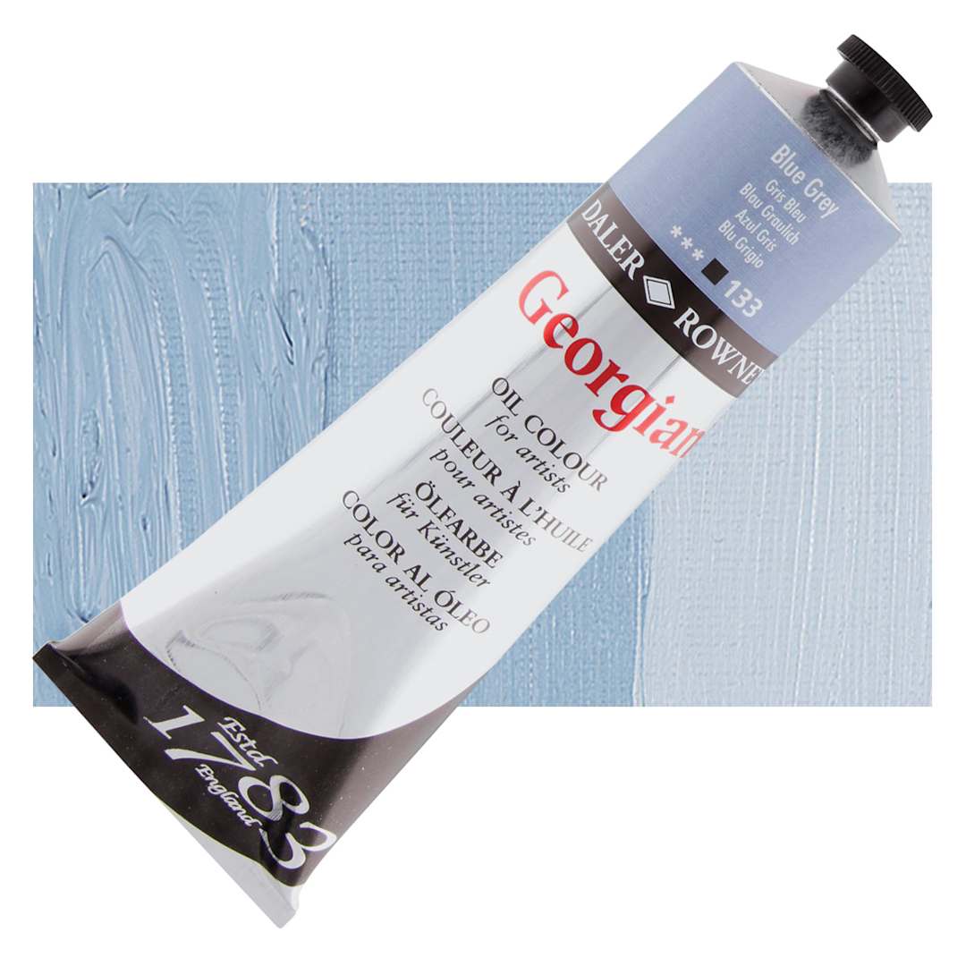 Open in modal - Daler-Rowney Georgian Oil Color - Blue Grey, 225 ml tube and swatch