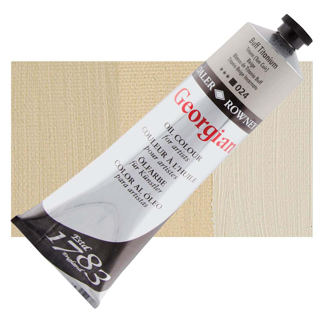 Open in modal - Daler-Rowney Georgian Oil Color - Buff Titanium, 225 ml tube and swatch