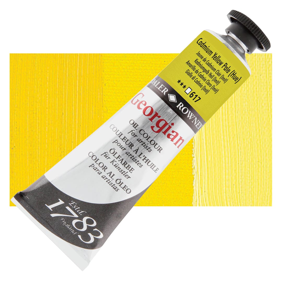 Open in modal - Daler-Rowney Georgian Oil Color - Cadmium Yellow Pale Hue, 38 ml tube and swatch