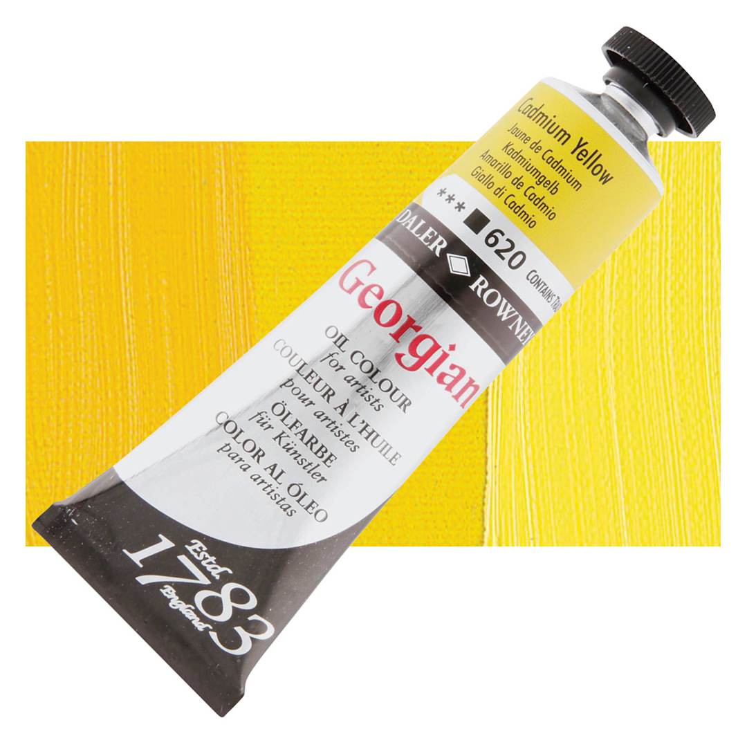 Open in modal - Daler-Rowney Georgian Oil Color - Cadmium Yellow, 38 ml tube and swatch