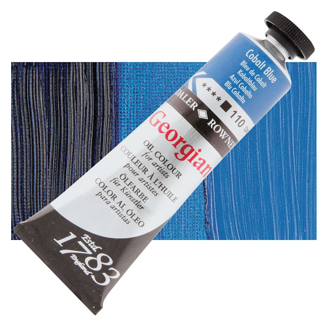 Open in modal - Daler-Rowney Georgian Oil Color - Cobalt Blue, 38 ml tube and swatch