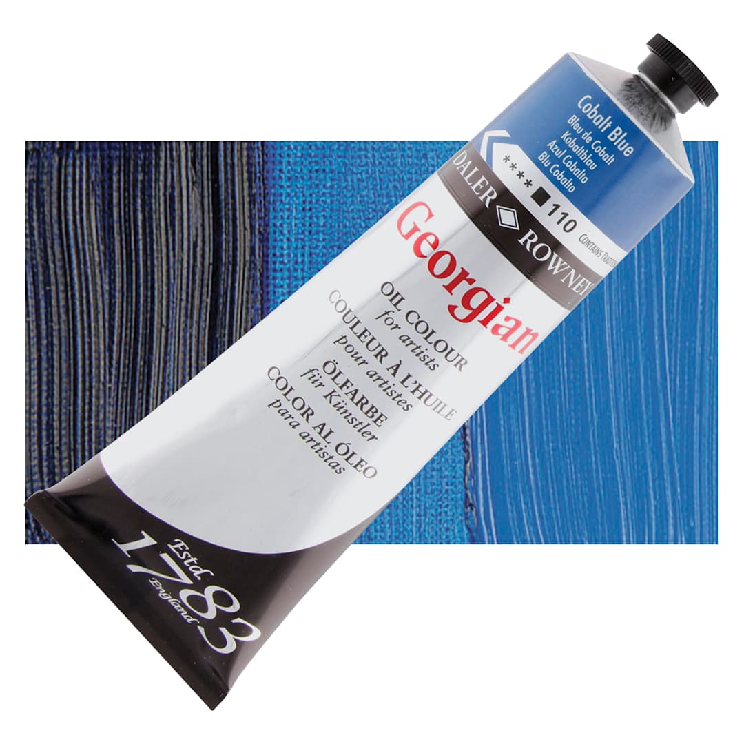 Open in modal - Daler-Rowney Georgian Oil Color - Cobalt Blue, 225 ml tube and swatch