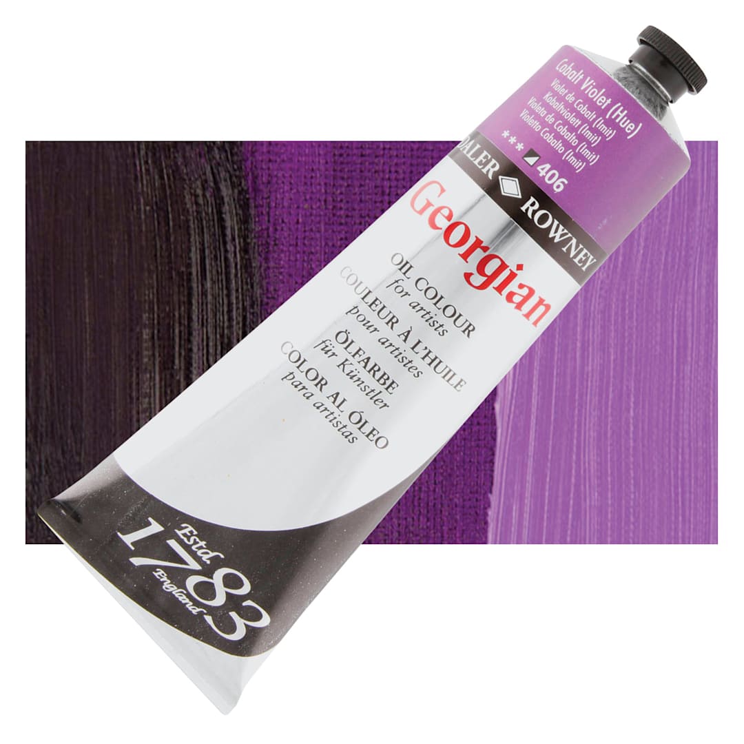 Open in modal - Daler-Rowney Georgian Oil Color - Cobalt Violet Hue, 225 ml tube and swatch