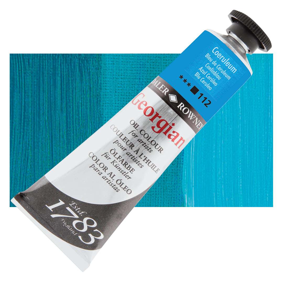 Open in modal - Daler-Rowney Georgian Oil Color - Coeruleum Blue, 38 ml tube and swatch