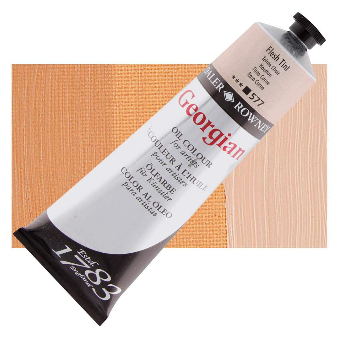 Open in modal - Daler-Rowney Georgian Oil Color - Peach Pink, 225 ml tube and swatch