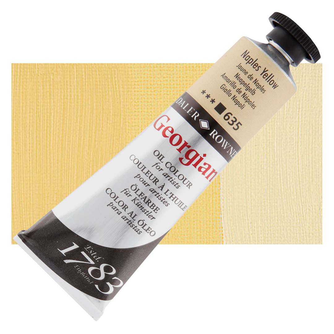 Open in modal - Daler-Rowney Georgian Oil Color - Naples Yellow, 38 ml tube and swatch