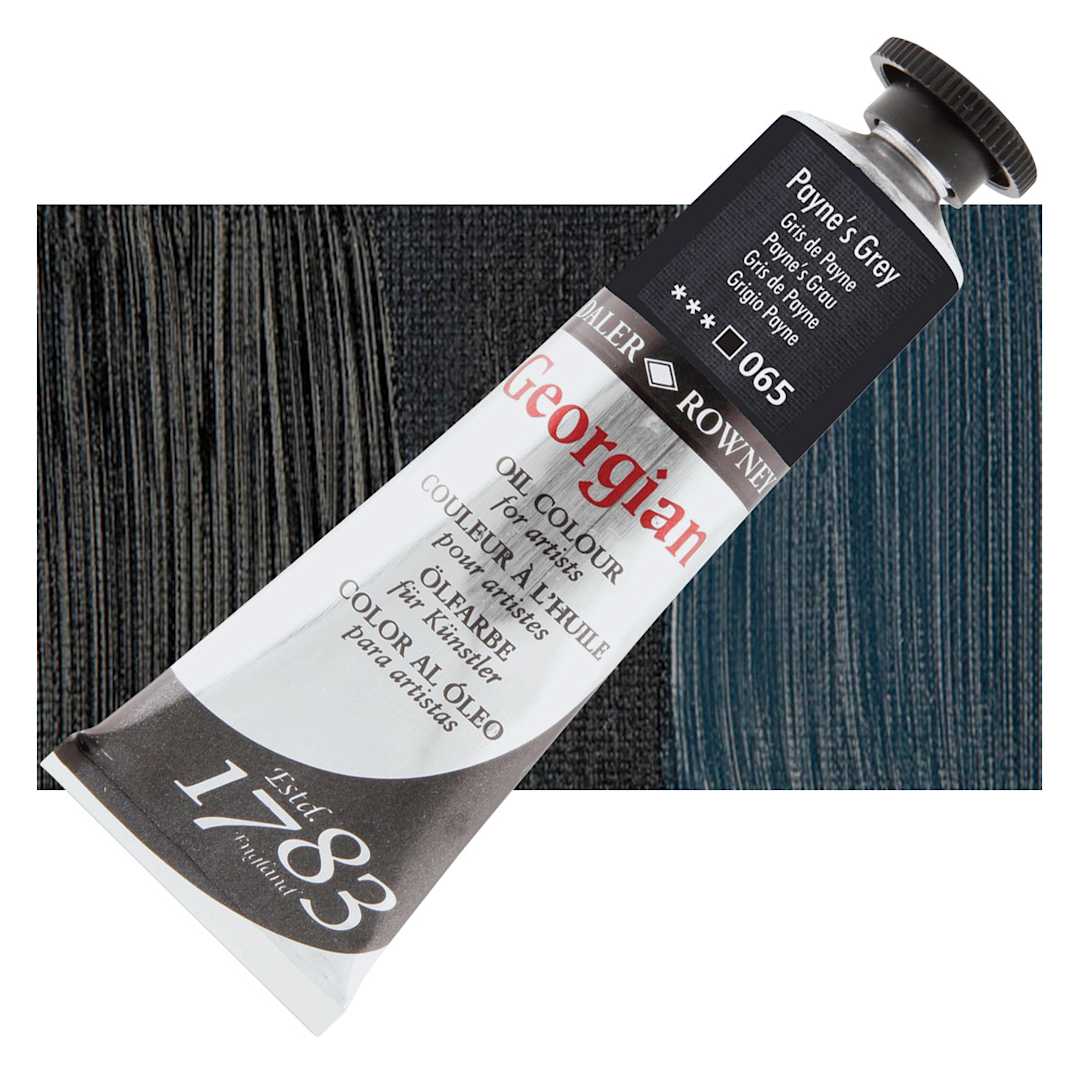 Open in modal - Daler-Rowney Georgian Oil Color - Payne's Gray, 38 ml tube and swatch