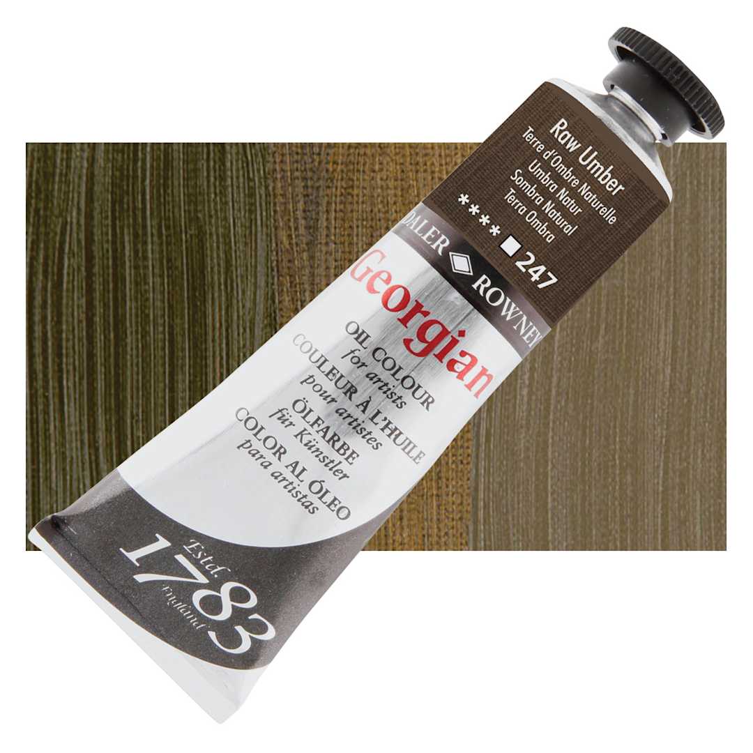 Open in modal - Daler-Rowney Georgian Oil Color - Raw Umber, 38 ml tube and swatch