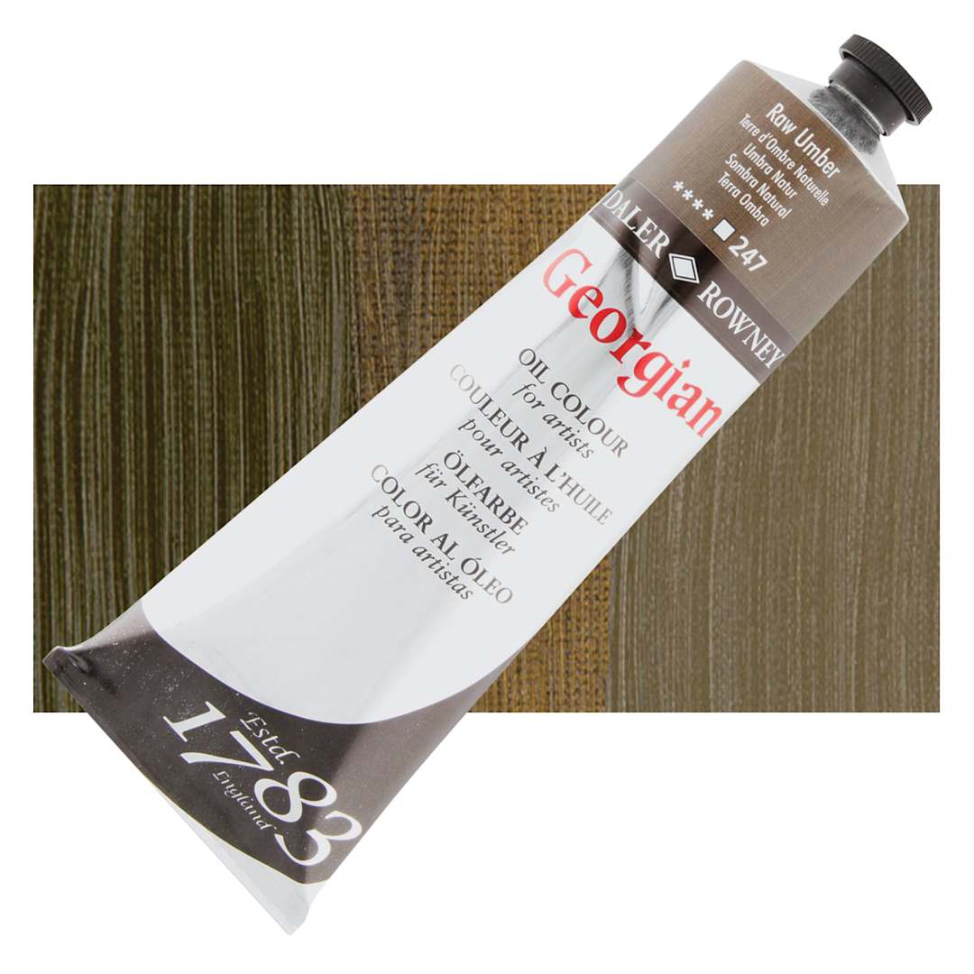 Open in modal - Daler-Rowney Georgian Oil Color - Raw Umber, 225  ml tube and swatch