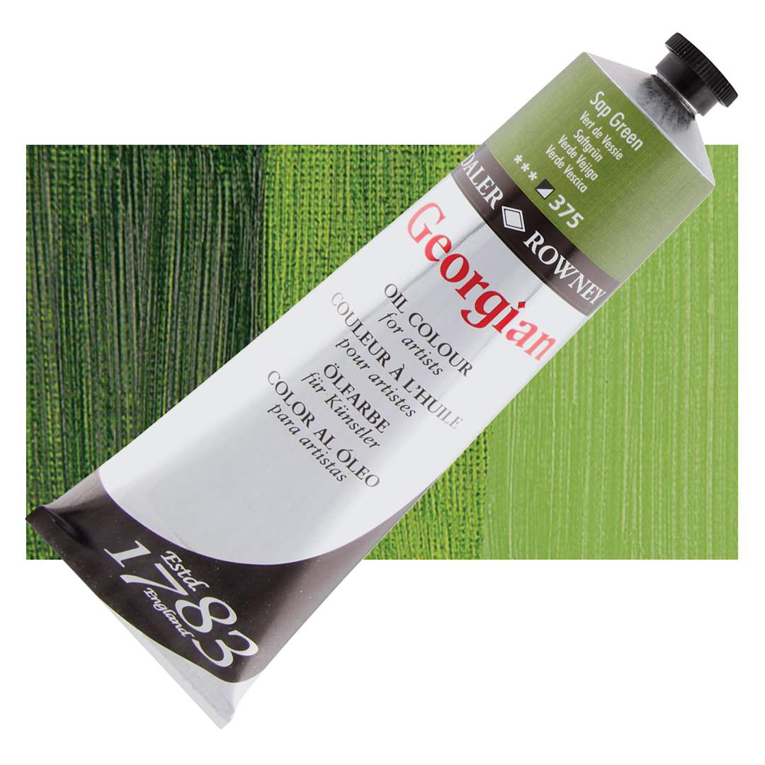 Open in modal - Daler-Rowney Georgian Oil Color - Sap Green, 225 ml tube and swatch
