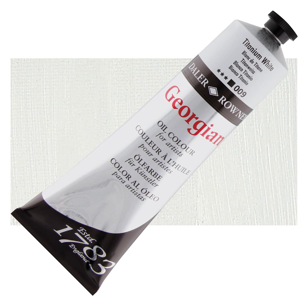 Open in modal - Daler-Rowney Georgian Oil Color - Titanium White, 225 ml tube and swatch
