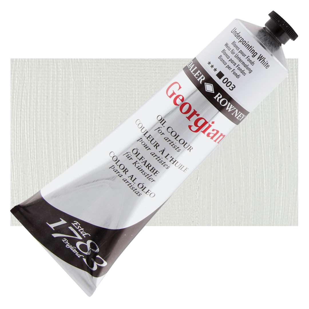 Open in modal - Daler-Rowney Georgian Oil Color - Underpainting White, 225 ml tube and swatch