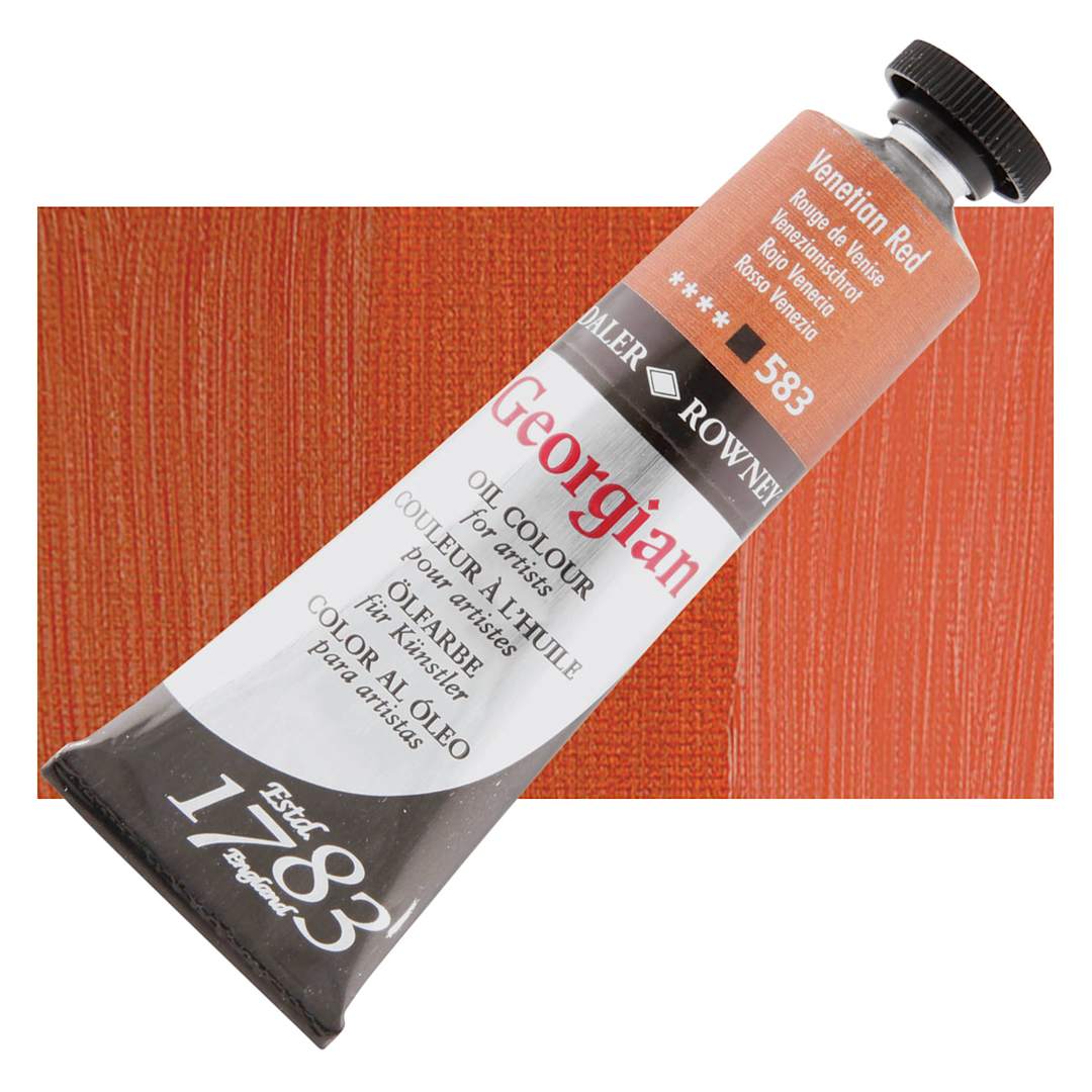 Open in modal - Daler-Rowney Georgian Oil Color - Venetian Red, 38 ml tube and swatch