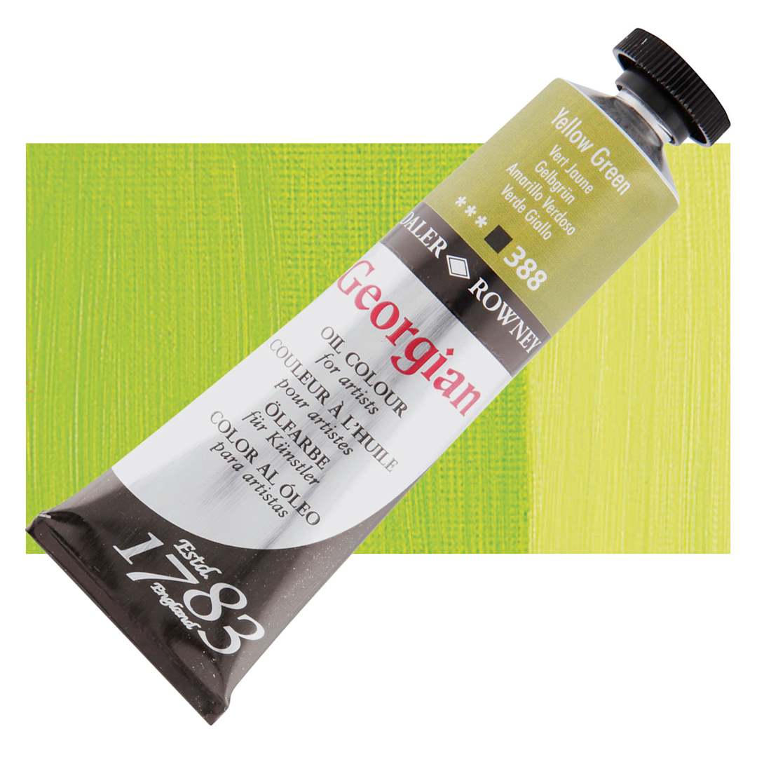 Open in modal - Daler-Rowney Georgian Oil Color - Yellow Green, 38 ml tube and swatch