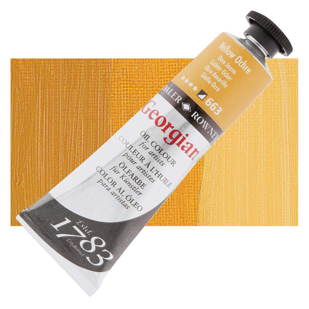 Open in modal - Daler-Rowney Georgian Oil Color - Yellow Ochre, 38 ml tube and swatch