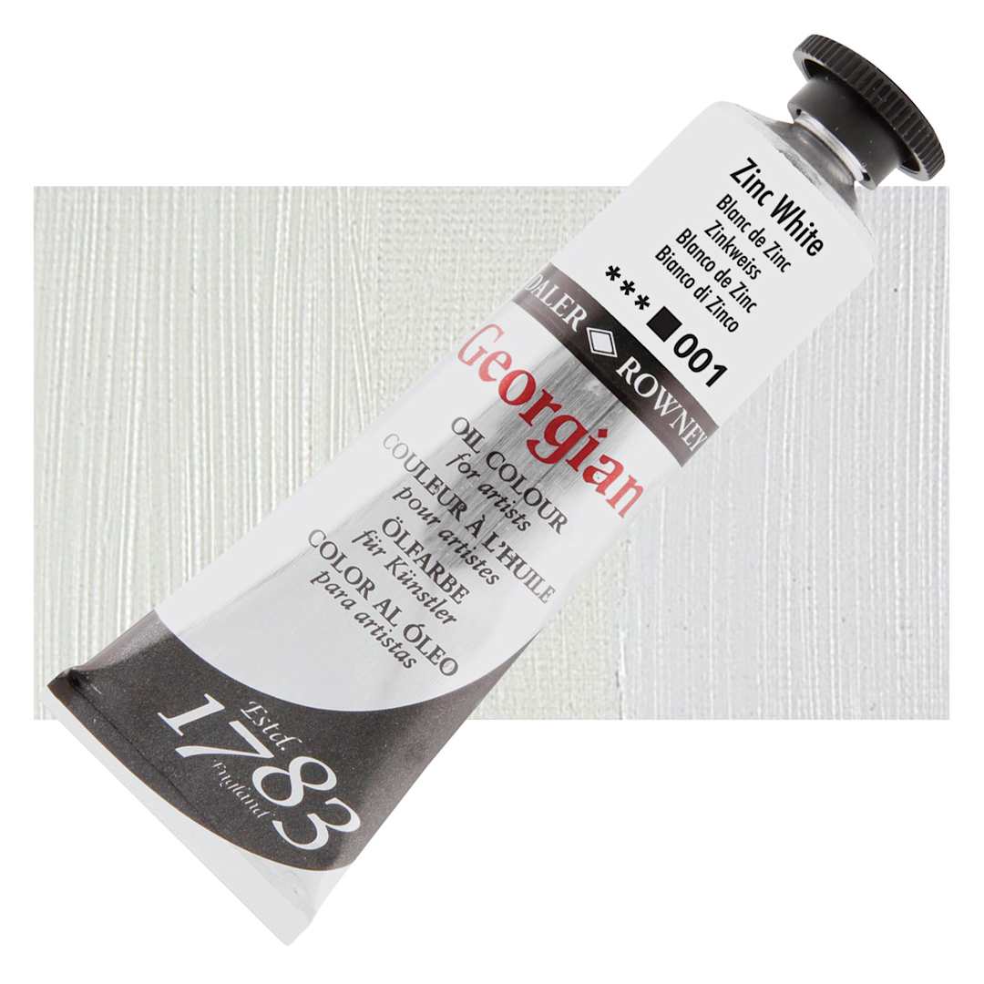 Open in modal - Daler-Rowney Georgian Oil Color - Zinc White, 38 ml tube and swatch