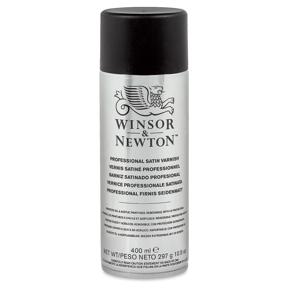 Open in modal - Winsor & Newton Artists' Spray Varnishes - Front of Satin Varnish spray can