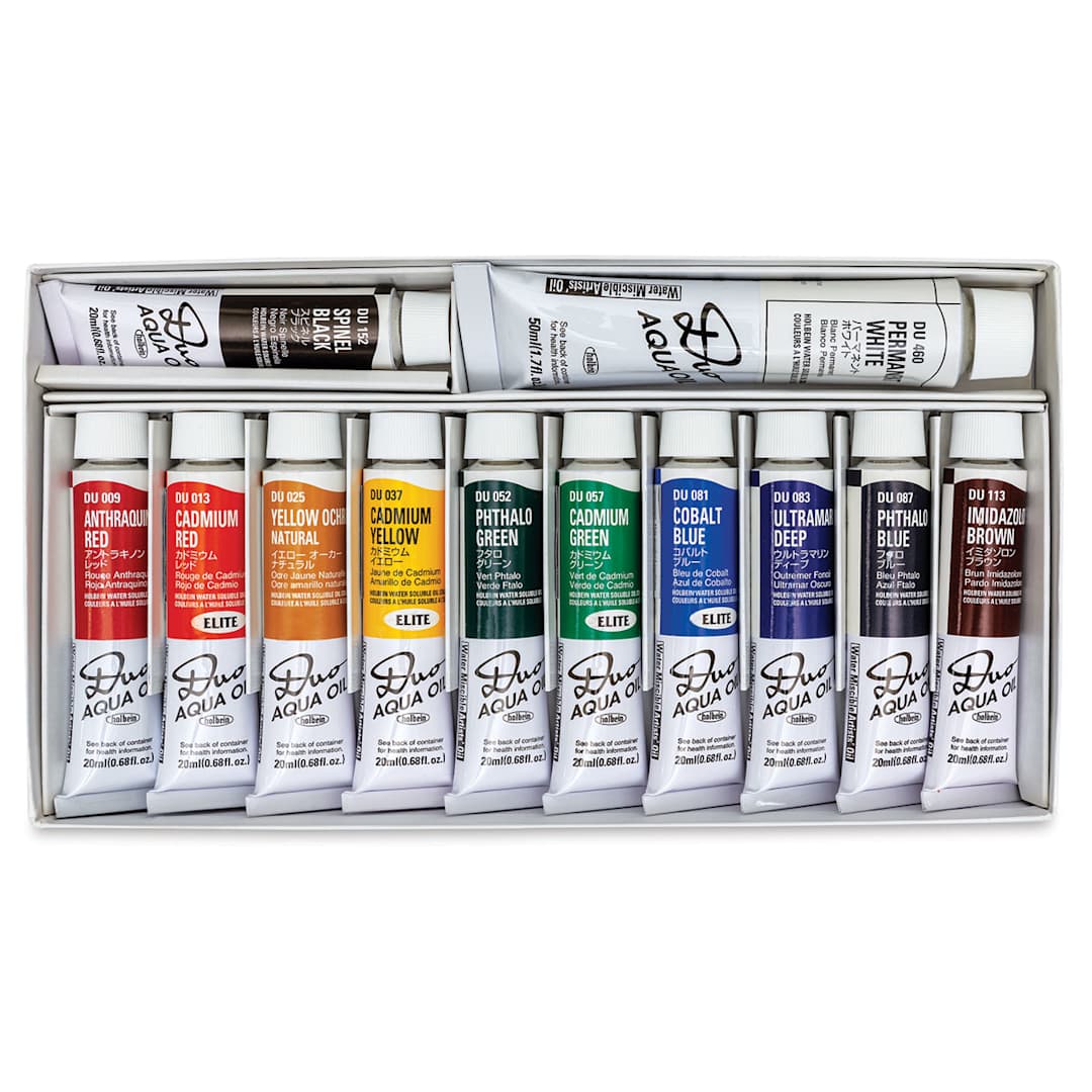 Open in modal - Holbein Duo Aqua Water Soluble Oils - Set of 12, Elite Colors, 20 ml