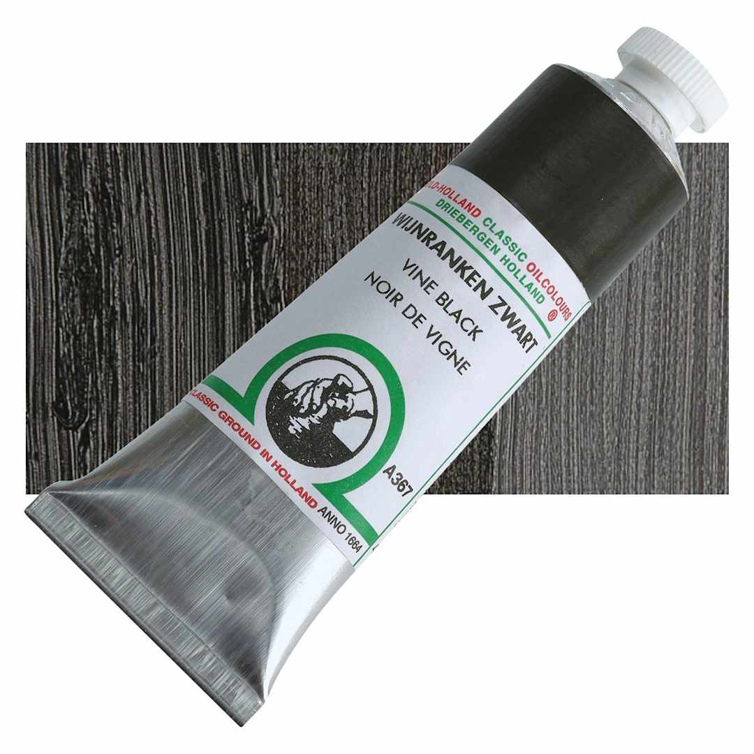 Open in modal - Old Holland Classic Oil Color - Vine Black, 40 ml tube and swatch