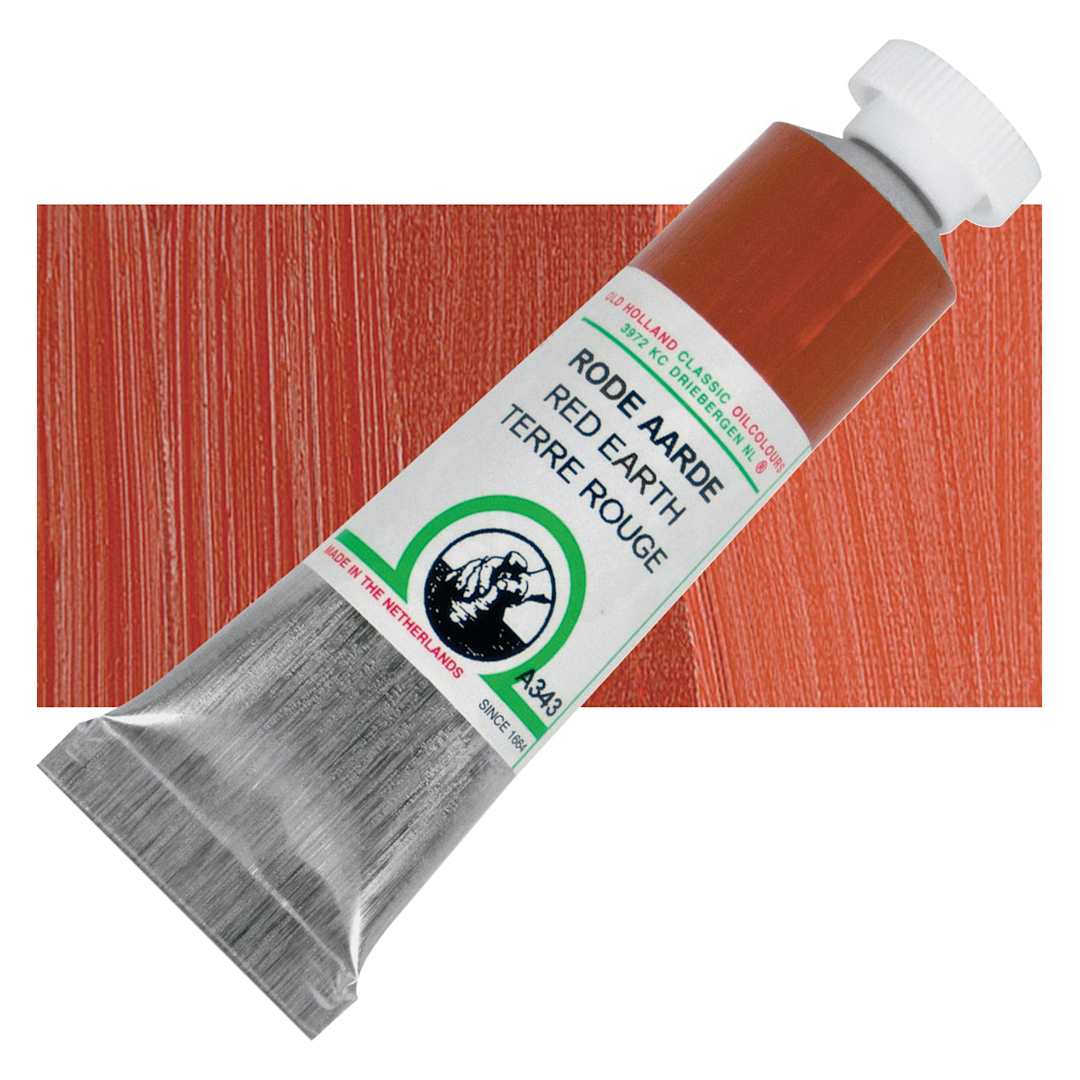 Open in modal - Old Holland Classic Oil Color - Red Earth, 40 ml tube and swatch