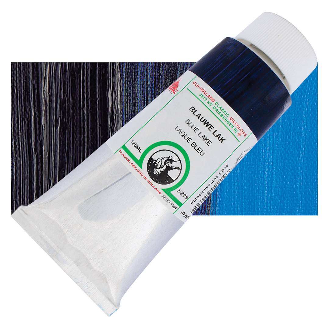Open in modal - Old Holland Classic Oil Color - Blue Lake, 125 ml tube and swatch