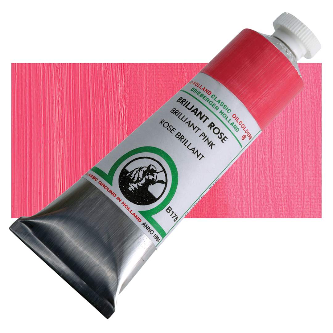 Open in modal - Old Holland Classic Oil Color - Brilliant Pink, 40 ml tube and swatch