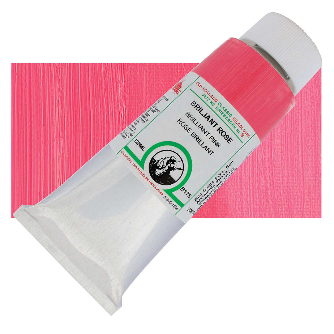 Open in modal - Old Holland Classic Oil Color - Brilliant Pink, 125 ml tube and swatch