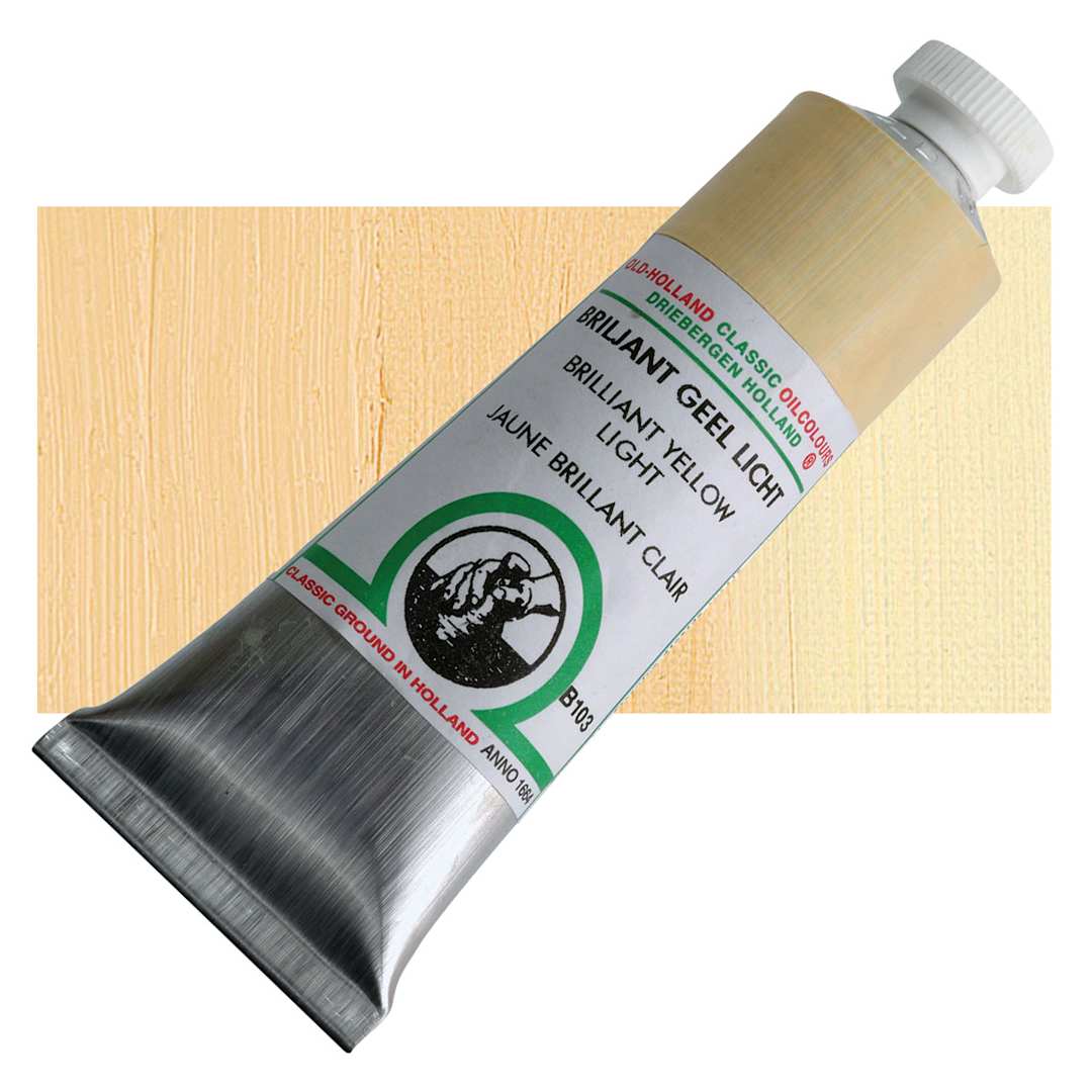 Open in modal - Old Holland Classic Oil Color - Brilliant Yellow Light, 40 ml tube and swatch