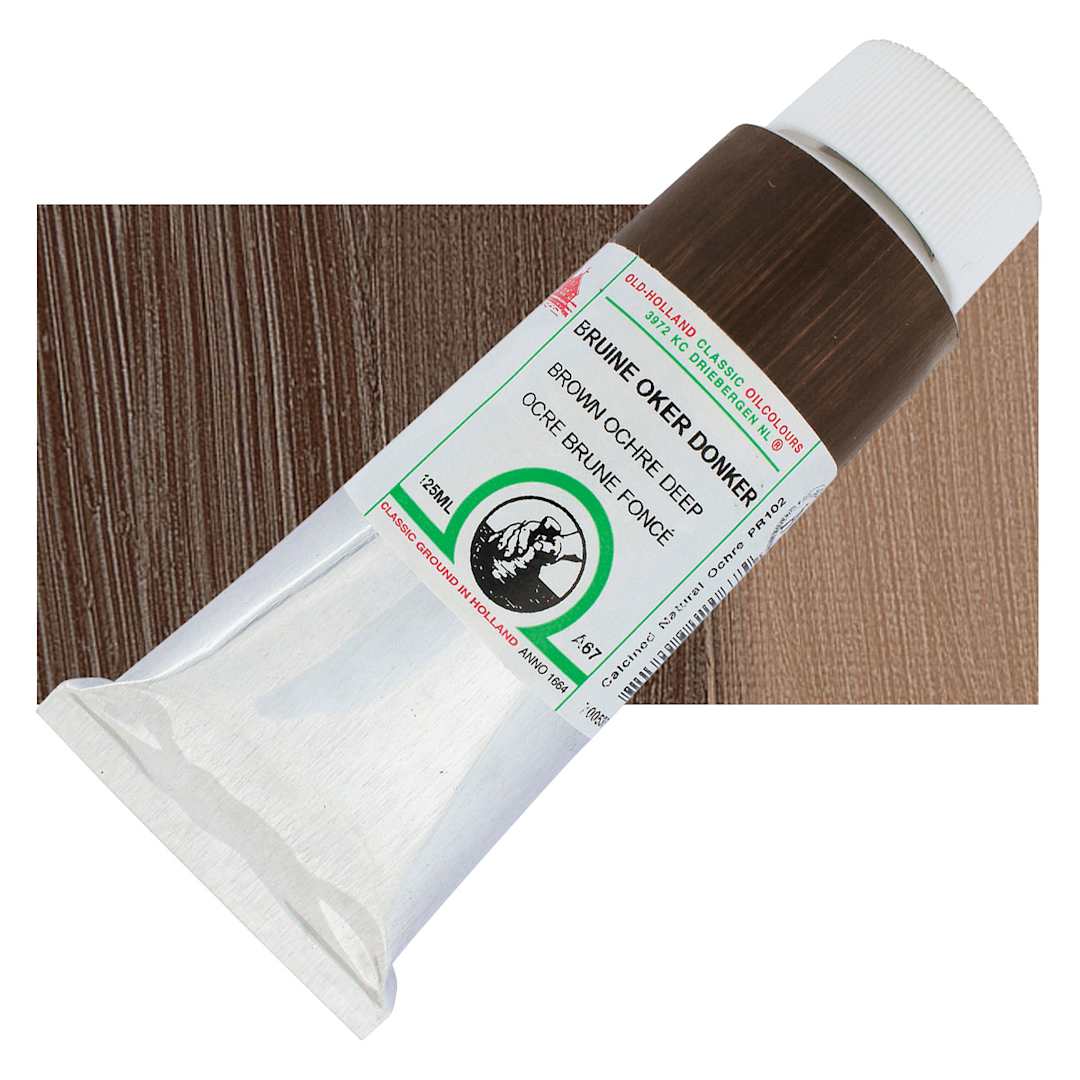 Open in modal - Old Holland Classic Oil Color - Brown Ochre Deep, 125 ml tube and swatch
