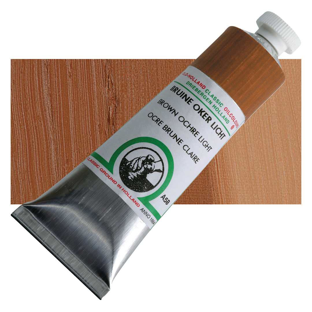Open in modal - Old Holland Classic Oil Color - Brown Ochre Light, 40 tube and swatch