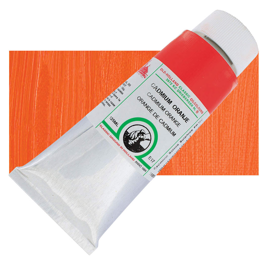 Open in modal - Old Holland Classic Oil Color - Cadmium Orange, 125 ml tube and swatch